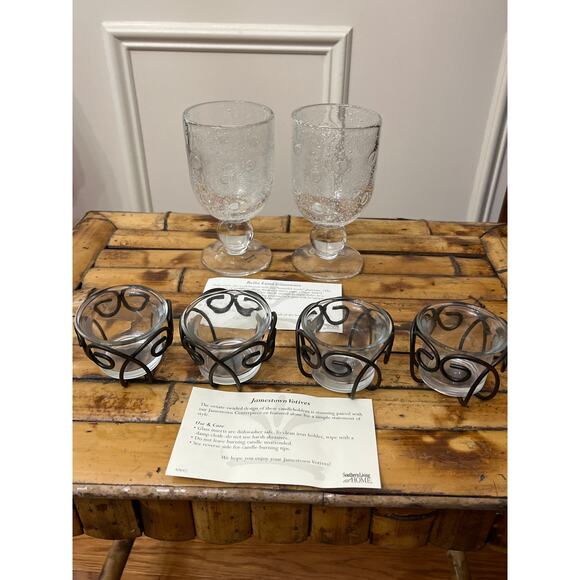 Lot of Southern Living at Home 2 Bella Luna Glasses 4 Jamestown Votive Holders + - Picture 3 of 9